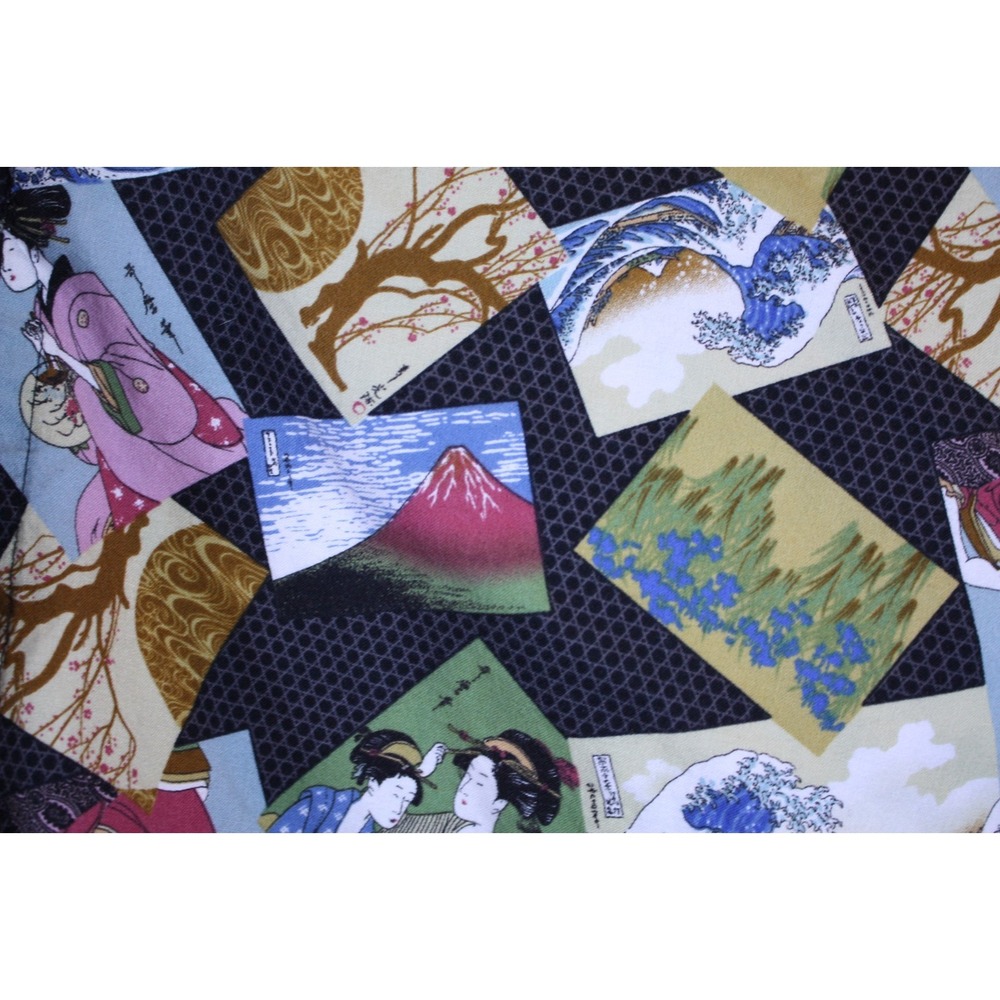 Kimono Japanese Vintage Robe Unbranded O/S Open Front Cotton Floral Ocean Nature - Picture 11 of 13